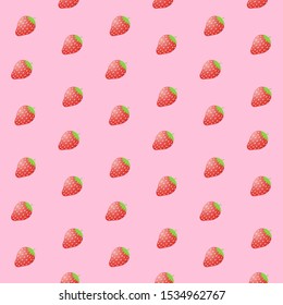 Seamless pattern strawberry on pink background vector illustration
