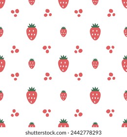 seamless pattern with strawberry on white background 