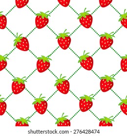 seamless pattern with strawberry on a white dotted backgrownd