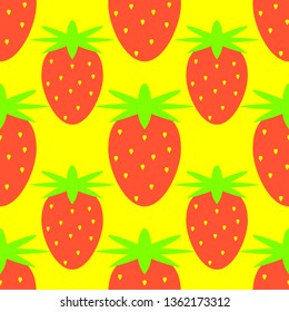 seamless pattern with strawberry on yellow background