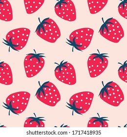 Seamless pattern strawberry, organic fruit. Print for packaging, fabrics, wallpapers, textiles. Vector illustration.