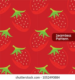 Seamless pattern of strawberry outlines on red background. it can be used to design fabric, textile or gift wrap paper pattern. It looks cute and fun.