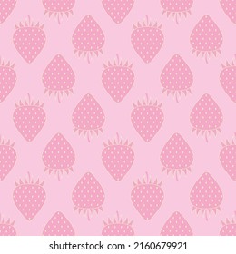 Nahtloses Muster mit Erdbeeren in Pastellfarben. Symbol Erdbeere auf rosafarbenem Hintergrund. Sommerhintergrund mit wilden Beeren. Design für Papier, Stoff, Verpackung. Vektorgrafik