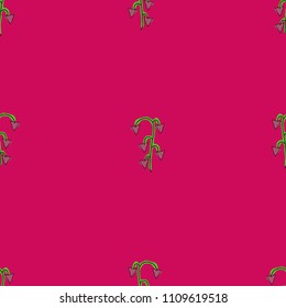 Seamless pattern of strawberry plants on a red background