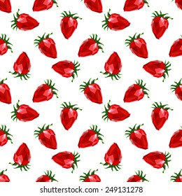 Seamless pattern strawberry. Polygon fruit. Vector illustration