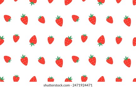 Seamless pattern with Strawberry. Red strawberries background. Juicy summer berries. Flat Vector illustration 