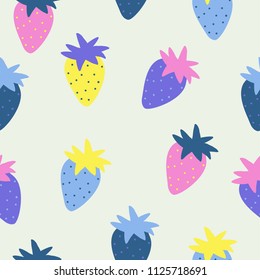 Seamless pattern with strawberry in sketch style. Vector Hand drawn background for design and card, covers, package, wrapping paper.