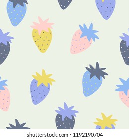 Seamless pattern with strawberry in sketch style. Vector Hand drawn background for design and card, covers, package, wrapping paper.