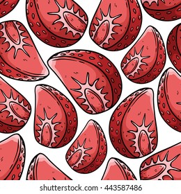 Seamless pattern of strawberry slice on white background