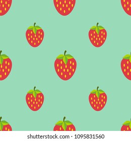 seamless pattern with strawberry. Summer fresh fruit background.