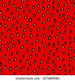 Seamless pattern strawberry texture. Red background. Hand dreawn vector illustration.
