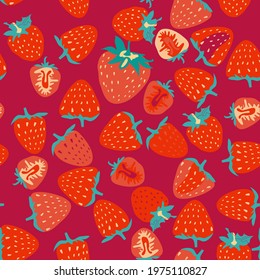 seamless pattern with strawberry, vector design for paper, fabric and other surface