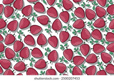 seamless pattern strawberry vector drawing