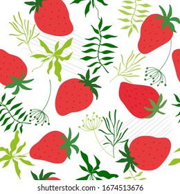 Seamless pattern with strawberry. Vector hand draw strawberry background  for wallpaper, cover, fabric, textile