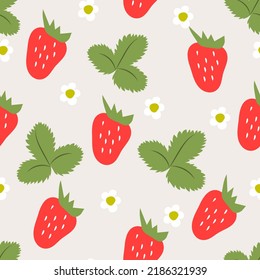 Seamless pattern with Strawberry. Vector hand draw strawberry background.	