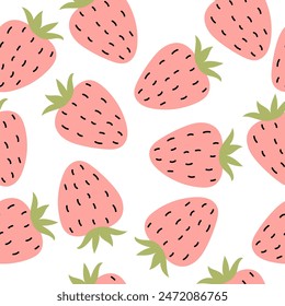 Seamless pattern with strawberry. Vector hand draw strawberry background for wallpaper, cover, fabric, textile