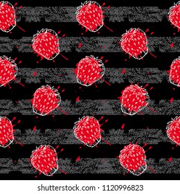 Seamless pattern strawberry, vector illustration, white background