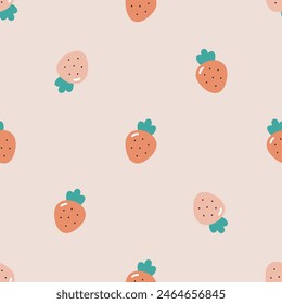 Seamless pattern with strawberry. Vector illustration in cartoon style. For card, posters, banners, printing on the pack, printing on clothes, fabric, wallpaper.