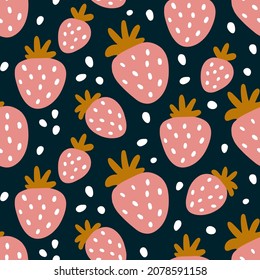 Seamless pattern with strawberry. Vector repeat ornament
