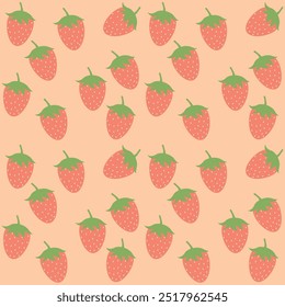 Seamless pattern with strawberry. Vintage background with strawberries. Summer pattern with berries. Pink background with strawberries.