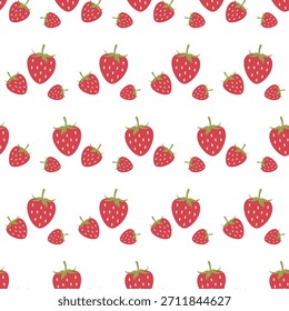 Seamless pattern with strawberry. White background with strawberry illustration