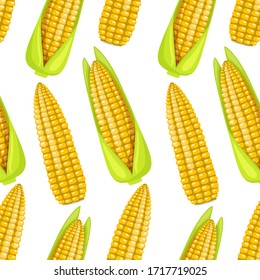 Seamless pattern of street takeaway junk food sweet boiled corn. Vector