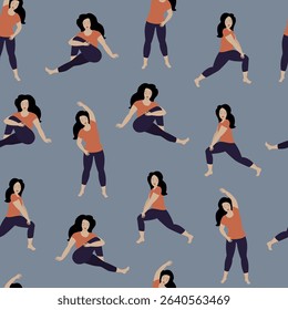 Seamless pattern with stretching women.