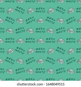 Seamless pattern with string bag for food shopping - zero waste illustration in hand drawn style. Vector illustration