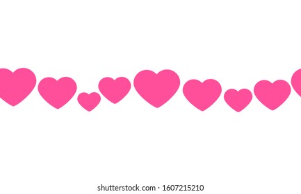 Seamless pattern stripe hearts on a white