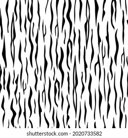 Seamless pattern with striped animal print. Mammalian fur. Camouflage of tiger or zebra predators. Background for printing. Vector illustration.