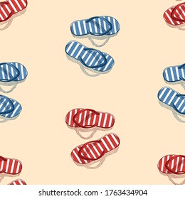 Seamless pattern of striped beach slippers