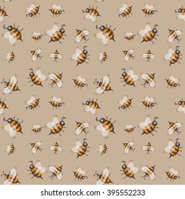 Seamless pattern with striped bees