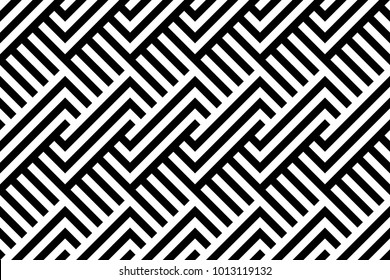 Motif harmonieux de lignes diagonales blanches et blanches rayées (zigzag, chevron). Échelles de rhomboïdes. Effet d'illusion optique. Tuile géométrique dans l'art populaire. arrière-plan Vectoriel illusif. Design futuriste et dynamique.