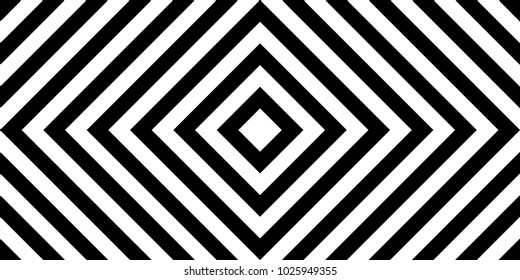 Seamless pattern with striped black white diagonal inclined lines (zigzag, chevron). Optical illusion effect, op art. Vector vibrant decorative background, texture. 