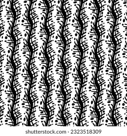 Seamless pattern with striped black white diagonal lines, box and circle.  The pattern look like asian pattern