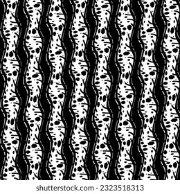 Seamless pattern with striped black white diagonal lines, box and circle.  The pattern look like asian pattern