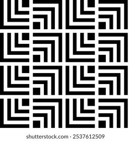 Seamless pattern striped black white lines.