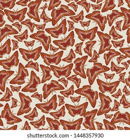 Seamless pattern with striped butterflies. Vector illustration.