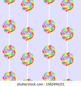 Seamless pattern with striped candies. Vector graphics.
