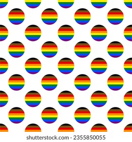 Seamless pattern striped circle shape with Philadelphia Pride Flag colors on white background.Lgbt community.Pride month.Vector,illustration.