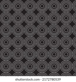 Seamless pattern with striped circles. Black and white Stylish geometric texture. Modern abstract background. Art deco style. Vector illustration.