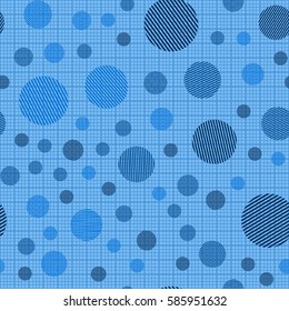 Seamless pattern. Striped circles on a background grid. Children's ornament. Flat. Colorful wallpaper.