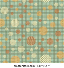 Seamless pattern. Striped circles on a background grid. Children's ornament. Flat. Colorful wallpaper.