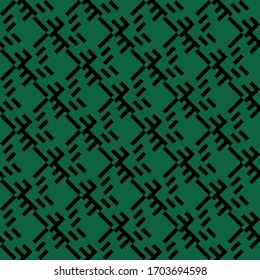 Seamless pattern. Striped, dotted backdrop. Diagonal lines, diamonds ornament. Slanted dashes, squares background. Angled stripes, rhombuses motif. Tilted strokes, dots wallpaper. Vector illustration.