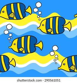 Seamless pattern with striped fish