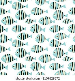 Seamless pattern with striped fishes.