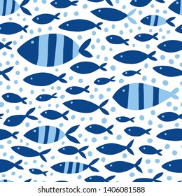 Seamless pattern with striped fishes.