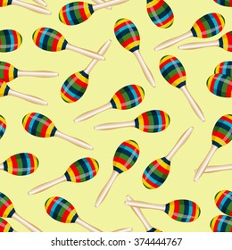 Seamless pattern with striped mexican maracas. Mariachi music wallpaper. EPS 10 vector illustration