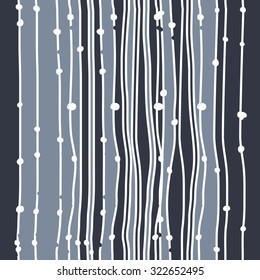 Seamless   pattern  of striped  motif, stripes, spots, waves. Hand drawn.