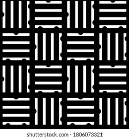 Seamless pattern with striped ornament. Black and white background. Vector EPS10